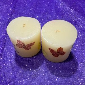 2 Vintage Butterfly Candles